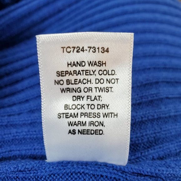 Pendleton Cobalt Blue 11" Short Sleeved Crew Neck Ribbed Sweater Sz L - Picture 9 of 9